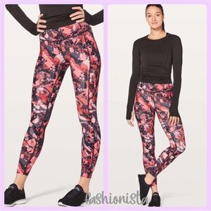 Lululemon Fast Free Tight 25’ Nulux Pink Black Multi sz 4